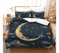 ENYISIYULO Bedding Set Moon And Stars 3D Print Duvet Quilt Cover Artistic Moon And Stars Soft & Cosy Breathable Comforter Covers for Kids Girls Boys Adults Bedroom Double(200x200cm)