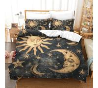 ENYISIYULO Bedding Set Moon And Stars 3D Print Duvet Quilt Cover Artistic Moon And Stars Soft & Cosy Breathable Comforter Covers for Adults Kids Bedroom Single(140x200cm)