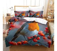 ENYISIYULO Bedding Set Robin 3D Print Duvet Quilt Cover Bird Soft Microfiber Quilt Cover Decor with Pillowcase for Kids Boys Teens Youth Double(200x200cm)