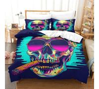ENYISIYULO Bedding Set Skull 3D Print Duvet Quilt Cover Skeleton Soft & Cosy Breathable Comforter Covers for Adults Kids Bedroom King（220x240cm）