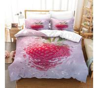 ENYISIYULO Bedding Set Strawberry 3D Print Duvet Quilt Cover Fruit Soft & Cosy Breathable Comforter Covers for Kids Boys Teens Youth Double（200x200cm）