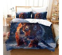 ENYISIYULO Bedding Set Tiger 3D Print Duvet Quilt Cover Artistic Tiger Soft Microfiber Quilt Cover Decor with Pillowcase For Boys Girls Women Men King(220x240cm)