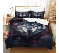 ENYISIYULO Bedding Set Wolf 3D Print Duvet Quilt Cover Artistic Wolf Soft & Cosy Breathable Comforter Covers for Teens And Adults Bedroom Double(200x200cm)