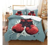 ENYISIYULO Boxing Gloves 3D Printed Duvet Cover Set 3 Pieces Bed Duvet Set Soft Microfiber with Zipper Closure，Pillowcases for Kids Girls Boys Adults Bedroom Double（200x200cm）