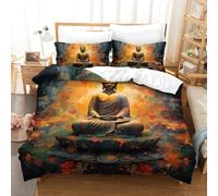 ENYISIYULO Buddha Statue 3D Printed Quilt Cover 3 Pieces Bedding Set Soft Easy Care with Zipper Closure，Pillowcases for Kids Girls Boys Adults Bedroom King（220x240cm）