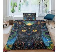 ENYISIYULO Cat Duvet Cover Set 3 PCS Hotel Quality Quilt Cover Bedding Sets Bed Covers with Pillowcases with Zipper Closure Ultra Soft Anti Allergic Microfiber Single(135x200cm)