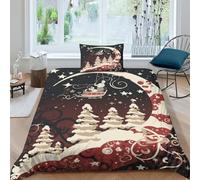 ENYISIYULO Christmas Snowman Duvet Cover Set 3 PCS Hotel Quality Quilt Bedding Set Bed Covers with Pillowcases with Zipper Closure Breathable Super Microfiber Single (135x200cm)