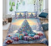 ENYISIYULO Christmas Tree Duvet Cover Sets 3 PCS Hotel Quality Quilt Cover Bedding Set Bed Covers with Pillowcases with Zipper Closure Ultra Soft Hypoallergenic Microfiber King(220x240cm)