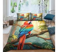 ENYISIYULO Colored Parrot Duvet Cover 3 PCS Hotel Quality Quilt Cover Bedding Set Bed Covers with Pillowcases with Zipper Closure Ultra Soft Anti Allergic Microfiber Double（200x200cm）