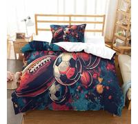 ENYISIYULO Comforter Cover Set Football And Basketball 3D Print Duvet Quilt Cover Rugby Soft Microfiber Quilt Cover Decor with Pillowcase for Adults Kids Bedroom Single(135x200cm)