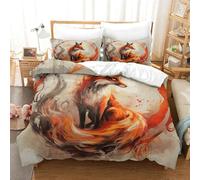 ENYISIYULO Comforter Cover Set Fox 3D Print Duvet Quilt Cover Amazing Fox Soft & Cosy Breathable Comforter Covers for Kids Boys Teens Youth Double（200x200cm）