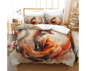ENYISIYULO Comforter Cover Set Fox 3D Print Duvet Quilt Cover Amazing Fox Soft & Cosy Breathable Comforter Covers for Kids Boys Teens Youth Double（200x200cm）