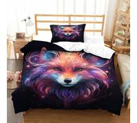 ENYISIYULO Comforter Cover Set Fox 3D Print Duvet Quilt Cover Amazing Fox Soft Microfiber Quilt Cover Decor with Pillowcase for Adults Kids Bedroom Single（135x200cm）