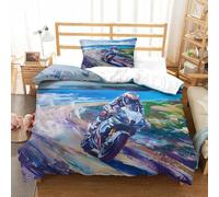 ENYISIYULO Comforter Cover Set Motorcycle 3D Print Duvet Quilt Cover Artistic Motorcycle Soft Microfiber Quilt Cover Decor with Pillowcase For Boys Girls Women Men Single(135x200cm)