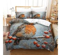 ENYISIYULO Comforter Cover Set Robin 3D Print Duvet Quilt Cover Bird Soft & Cosy Breathable Comforter Covers for Kids Boys Teens Youth King(220x240cm)