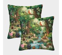 ENYISIYULO Cushion Covers Jungle Animals Set of 2 Square Decorative Throw Pillow Case Cover Amazing Animals for Home Couch Sofa Decorative 40x40cm