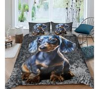 ENYISIYULO Dachshund Duvet Cover Sets 3 PCS Hotel Quality Quilt Cover Bedding Set Bed Covers with Pillowcases with Zipper Closure Ultra Soft Hypoallergenic Microfiber Double(200x200cm)