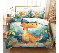 ENYISIYULO Dinosaur Bedding Duvet Set Quilt Cover Set Bedspread Bedroom with Pillow Cases With Zipper Closure Soft Microfiber Bedding Set Double（200x200cm）