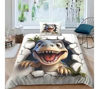 ENYISIYULO Dinosaurs Duvet Cover Set 3 PCS Hotel Quality Quilt Cover Bedding Bed Covers with Pillowcases with Zipper Closure Breathable Stylish Comforter Single（135x200cm）