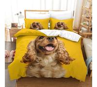 ENYISIYULO Duvet Cover Cocker Spaniel 3D Print Duvet Quilt Cover Hound Dog Ultra Soft Microfiber with Zipper Unique Design for Kids Girls Boys Adults Bedroom Double（200x200cm）