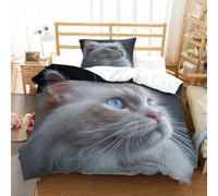 ENYISIYULO Duvet Cover Cute Cat 3D Print Duvet Quilt Cover Kitten Soft Microfiber Quilt Cover Decor with Pillowcase For Boys Girls Women Men Single(135x200cm)