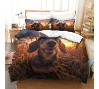 ENYISIYULO Duvet Cover Dachshund 3D Print Duvet Quilt Cover Puppy Soft Microfiber Quilt Cover Decor with Pillowcase For Boys Girls Women Men Double(200x200cm)