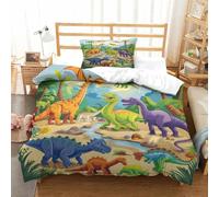 ENYISIYULO Duvet Cover Dinosaur 3D Print Duvet Quilt Cover Cartoon Dinosaur Ultra Soft Microfiber with Zipper Unique Design for Adults Kids Bedroom Single（135x200cm）