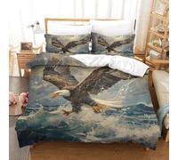 ENYISIYULO Duvet Cover Eagle 3D Print Duvet Quilt Cover Bald Eagle Soft & Cosy Breathable Comforter Covers For Boys Girls Women Men Double（200x200cm）