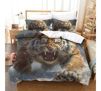 ENYISIYULO Duvet Cover Fierce Tiger 3D Print Duvet Quilt Cover Artistic Tiger Soft Microfiber Quilt Cover Decor with Pillowcase for Kids Girls Boys Adults Bedroom King(220x240cm)