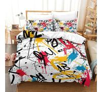 ENYISIYULO Duvet Cover Graffiti 3D Print Duvet Quilt Cover Artistic Graffiti Soft Microfiber Quilt Cover Decor with Pillowcase for Kids Girls Boys Adults Bedroom Single（140x200cm）