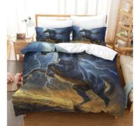 ENYISIYULO Duvet Cover Horse 3D Print Duvet Quilt Cover Artistic Steed Ultra Soft Microfiber with Zipper Unique Design for Kids Boys Teens Youth Single（140x200cm）