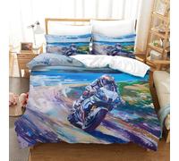 ENYISIYULO Duvet Cover Motorcycle 3D Print Duvet Quilt Cover Artistic Motorcycle Soft Microfiber Quilt Cover Decor with Pillowcase for Kids Boys Teens Youth Single（140x200cm）