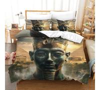 ENYISIYULO Duvet Cover Pharaoh 3D Print Duvet Quilt Cover Egyptian Pharaoh Soft & Cosy Breathable Comforter Covers for Adults Kids Bedroom Double(200x200cm)