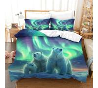 ENYISIYULO Duvet Cover Polar Bear 3D Print Duvet Quilt Cover Bear Soft & Cosy Breathable Comforter Covers for Adults Kids Bedroom Double（200x200cm）