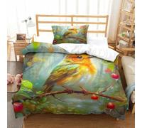 ENYISIYULO Duvet Cover Robin 3D Print Duvet Quilt Cover Bird Ultra Soft Microfiber with Zipper Unique Design For Boys Girls Women Men Single（135x200cm）