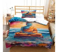 ENYISIYULO Duvet Cover Set Artistic Buddha Statues 3D Print Duvet Quilt Cover Buddhism Soft & Cosy Breathable Comforter Covers for Teens And Adults Bedroom Single（135x200cm）