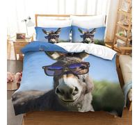 ENYISIYULO Duvet Cover Set Donkey 3Pcs 3D Printed Duvet Cover Set Fashion Donkey Soft Microfiber Bedding Quilt Cover with Zipper Closure And 2*Pillowcases for Adults Kids Bedroom Single（140x200cm）