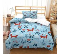 ENYISIYULO Duvet Cover Set Fox 3D Print Duvet Quilt Cover Cartoon Fox Ultra Soft Microfiber with Zipper Unique Design For Boys Girls Women Men Single（135x200cm）
