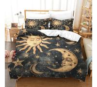 ENYISIYULO Duvet Cover Set Moon And Stars 3D Print Duvet Quilt Cover Artistic Moon And Stars Soft Microfiber Quilt Cover Decor with Pillowcase for Teens And Adults Bedroom Double（200x200cm）