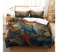 ENYISIYULO Duvet Cover Set Parrot 3D Print Duvet Quilt Cover Parakeet Soft & Cosy Breathable Comforter Covers for Kids Boys Teens Youth Double（200x200cm）