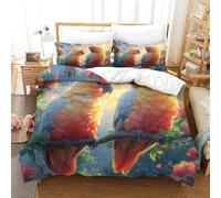 ENYISIYULO Duvet Cover Set Parrot 3D Print Duvet Quilt Cover Parakeet Soft & Cosy Breathable Comforter Covers for Kids Boys Teens Youth King(220x240cm)
