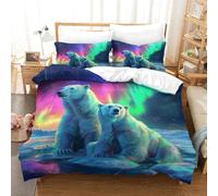 ENYISIYULO Duvet Cover Set Polar Bear 3D Print Duvet Quilt Cover Bear Soft Microfiber Quilt Cover Decor with Pillowcase for Adults Kids Bedroom Double（200x200cm）