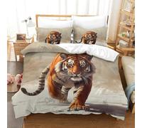 ENYISIYULO Duvet Cover Set Tiger 3D Print Duvet Quilt Cover Artistic Tiger Ultra Soft Microfiber with Zipper Unique Design for Kids Boys Teens Youth Double（200x200cm）