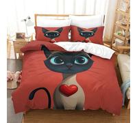 ENYISIYULO Duvet Cover Siamese Cat 3D Print Duvet Quilt Cover Kitten Soft & Cosy Breathable Comforter Covers for Teens And Adults Bedroom Super King（260x220cm）