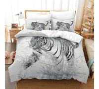 ENYISIYULO Duvet Cover Tiger 3D Print Duvet Quilt Cover Artistic Tiger Soft & Cosy Breathable Comforter Covers for Teens And Adults Bedroom King(220x240cm)