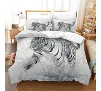 ENYISIYULO Duvet Cover Tiger 3D Print Duvet Quilt Cover Artistic Tiger Soft Microfiber Quilt Cover Decor with Pillowcase for Teens And Adults Bedroom Double(200x200cm)