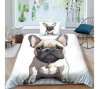 ENYISIYULO French Bulldog Duvet Cover Sets 3 PCS Hotel Quality Quilt Cover Bedding Sets Bed Covers with Pillowcases with Zipper Closure Breathable Stylish Comforter Single（135x200cm）