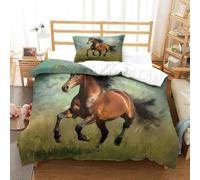 ENYISIYULO Horse Duvet Cover Sets 2 PCS Hotel Quality Quilt Cover Bedding Bed Covers with Pillowcases with Zipper Closure Breathable Stylish Comforter Single(135x200cm)