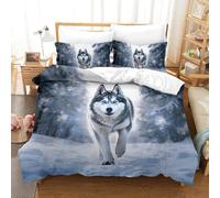 ENYISIYULO Husky 3D Printed Duvet Cover Set with Hidden Zipper Bedding Microfiber Comforter Cover with Pillowcase for Kids Boys Adult Easy Care King(220x240cm)