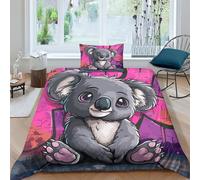 ENYISIYULO Koala Duvet Cover Set 3 PCS Hotel Quality Quilt Cover Bedding Set Bed Covers with Pillowcases with Zipper Closure Breathable Stylish Comforter Single（135x200cm）